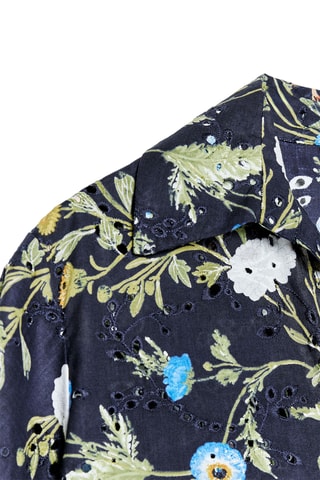 Chemisier en broderie anglaise - Bleu marine