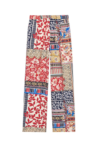 Pantalon wide legs - Ecru et rouge