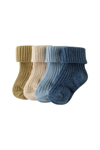 4 paires de chaussettes - Vert olive, beige et bleu