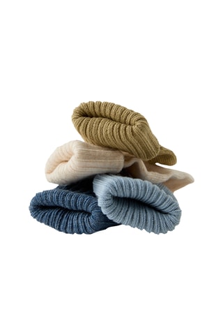4 paires de chaussettes - Vert olive, beige et bleu