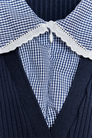 Top trompe-l’œil - Bleu marine