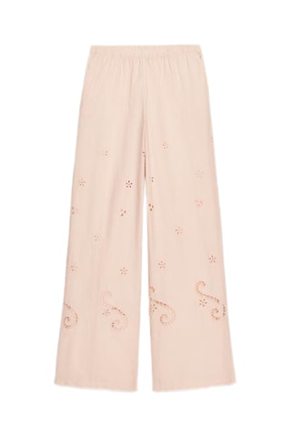 Pantalon en broderie anglaise - Beige