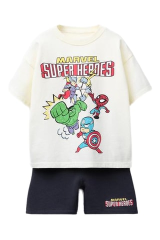 T-shirt et short Avengers Marvel - Ecru et bleu marine