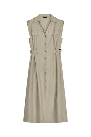 Robe chemise en lin - Kaki