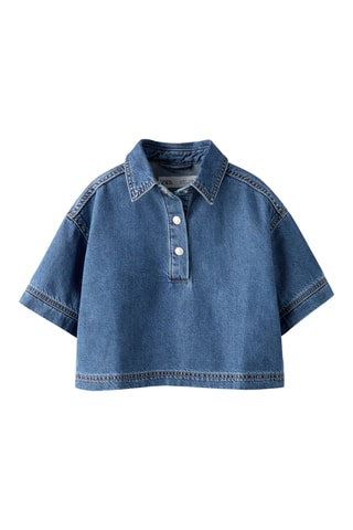 Polo en jean - Bleu marine