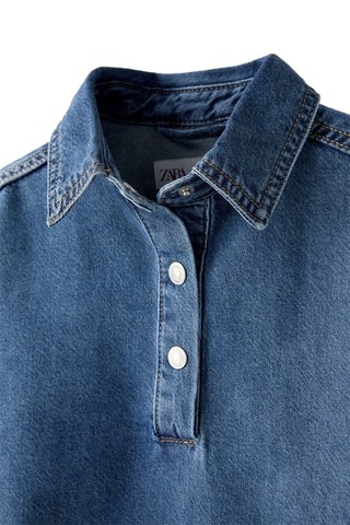 Polo en jean - Bleu marine