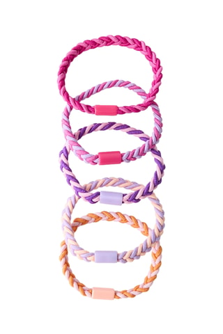 5 élastiques à cheveux - Fuchsia, violet et orange