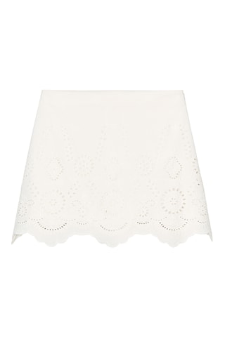 Jupe trapèze en broderie anglaise - Blanc