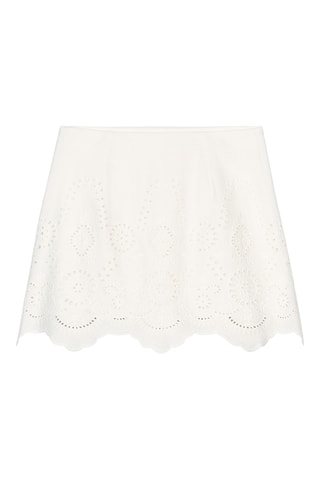 Jupe trapèze en broderie anglaise - Blanc
