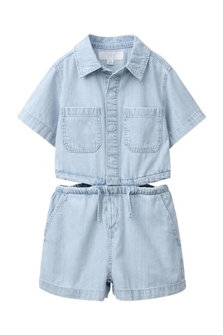 Combishort en jean - Ciel