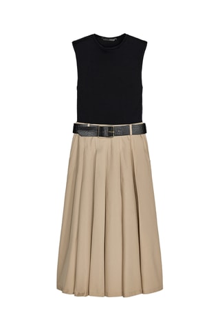 Robe plissée - Noir et beige