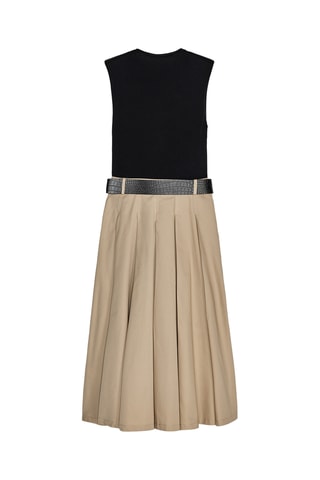 Robe plissée - Noir et beige