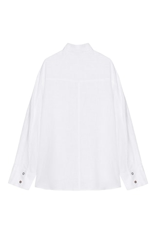 Chemisier oversize en lin - Blanc