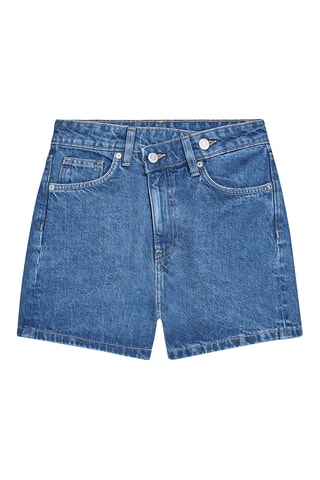 Short en jean taille haute - Bleu
