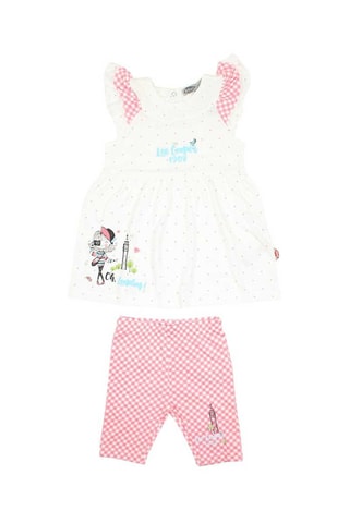 Vestido y pantalón - Blanco y rosa