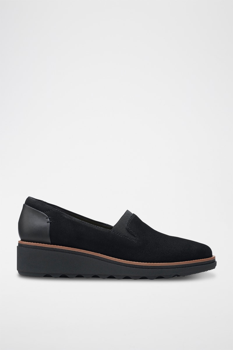 Mocasines de nobuk de cuña Sharon - Negro