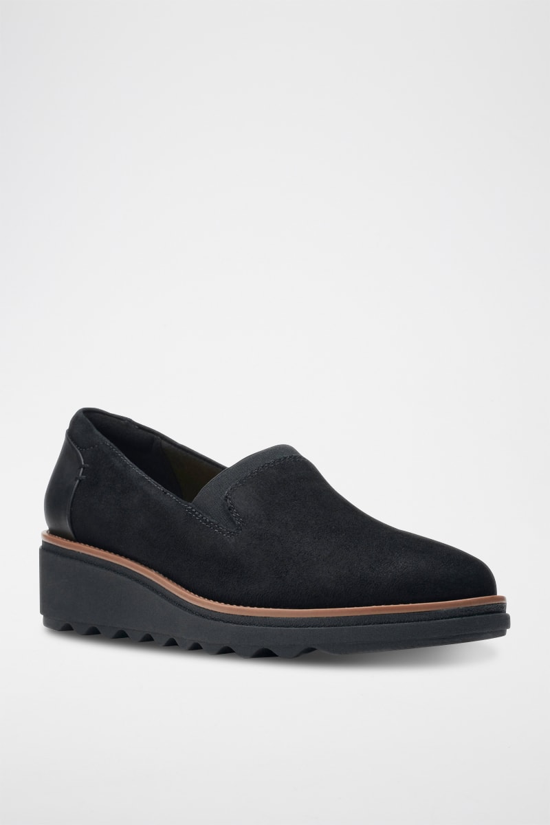 Mocasines de nobuk de cuña Sharon - Negro