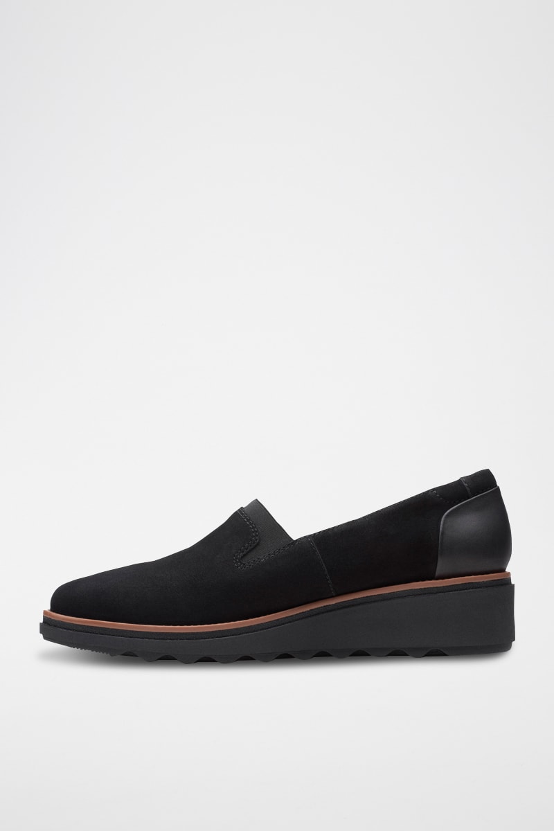 Mocasines de nobuk de cuña Sharon - Negro