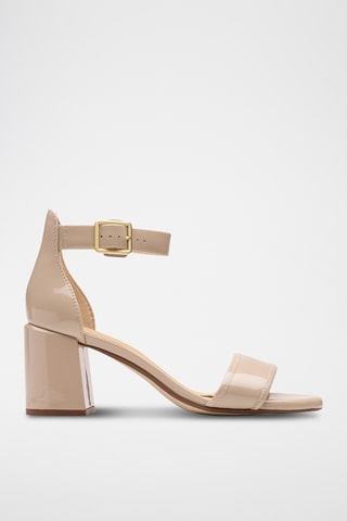 Sandales à talons en cuir verni Ezoria - Beige
