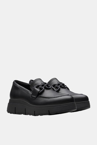 Mocassins compensés en cuir Loriini Izzy - Noir