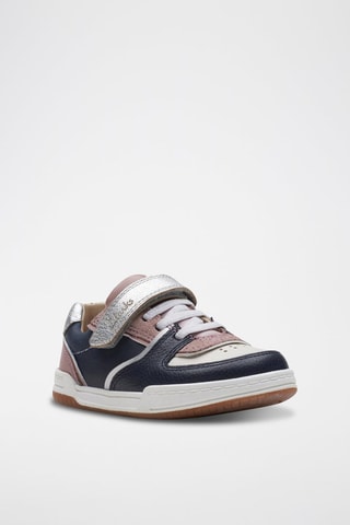Baskets en cuir Fawn Craft - Vieux rose et bleu marine