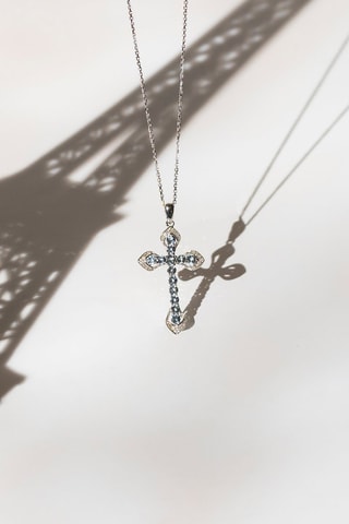 Colgante Padawa - Oro blanco, topacios y diamantes