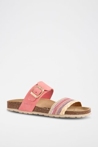 Sandalias de piel - Blanco, violeta y rosa