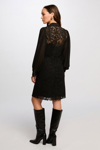 Robe droite bi-matière  - Noir