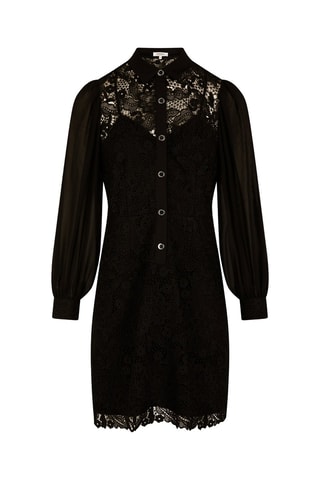 Robe droite bi-matière  - Noir
