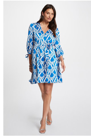 Robe patineuse  - Blanc et bleu