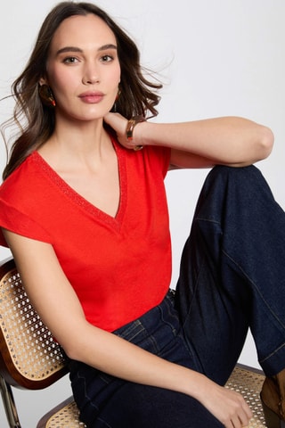 T-shirt en lin - Orange