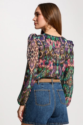 Blouse portefeuille  - Vert et violet