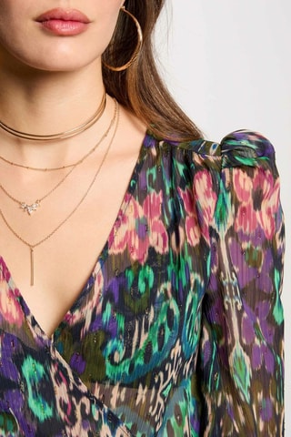 Blouse portefeuille  - Vert et violet
