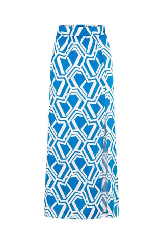 Jupe longue taille haute  - Blanc et bleu