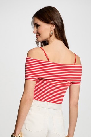 Top rayé - Blanc et rouge