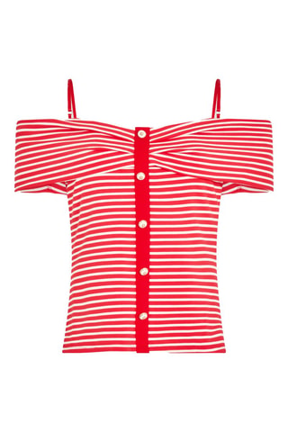 Top rayé - Blanc et rouge