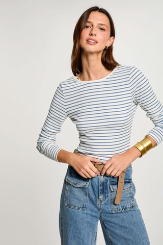 T-shirt - Blanc et bleu