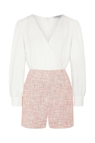 Combishort trompe-l’œil  - Blanc et rose
