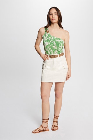 Top asymétrique - Blanc et vert