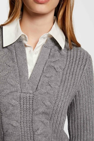 Pull trompe-l’œil  - Gris