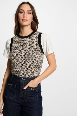Pull sans manches  - Beige et noir