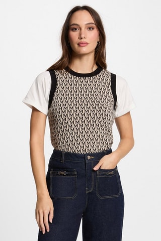 Pull sans manches  - Beige et noir