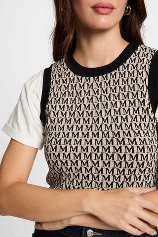 Pull sans manches  - Beige et noir