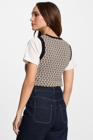 Pull sans manches  - Beige et noir