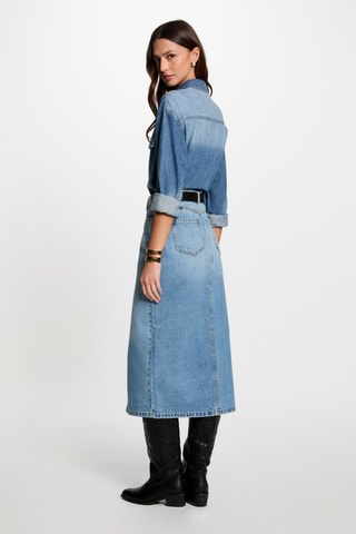 Jupe midi en jean taille haute - Bleu
