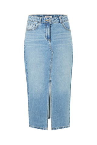 Jupe midi en jean taille haute - Bleu