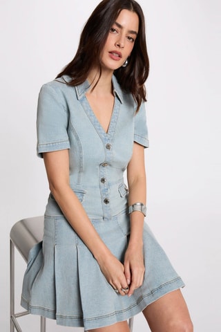 Robe patineuse en jean - Bleu