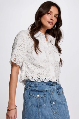Jupe droite en jean taille haute - Bleu