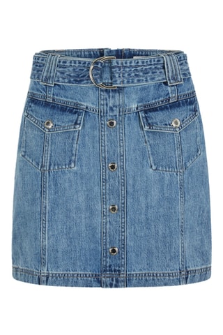 Jupe droite en jean taille haute - Bleu