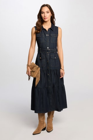 Robe chemise en jean - Bleu